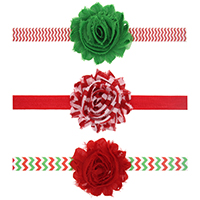 Gasa Venda, con Cuerda elástica de nylon, Flor, elástico & para  los niños & Joyas de Navidad & diferentes patrones para la opción, 65mm, Vendido para aproximado 15 Inch Sarta