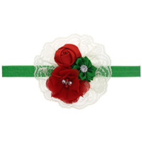 Chiffon Headband, with nylon elastic cord & Lace & Satin Ribbon & Plastic Pearl & Tibetan Style, Flower, platinum color plated, elastic & for children & Christmas jewelry & with rhinestone, 105mm, Sold Per Approx 15 Inch Strand