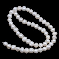 Barock kultivierten Süßwassersee Perlen, Natürliche kultivierte Süßwasserperlen, oval, natürlich, weiß, 8-9mm, Bohrung:ca. 2mm, verkauft per ca. 15 ZollInch Strang