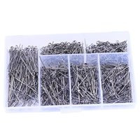 Iron Eyepins, with Plastic Box, Rectangle, plumbum black color plated, lead & cadmium free, 18mm, 20mm, 22mm, 24mm, 28mm, 30mm