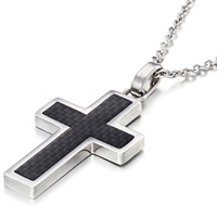 Stainless Steel Cross Pendants with Fiber for man original color nickel lead & cadmium free Approx Sold By PC