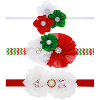 Chiffon Headband, with nylon elastic cord & Satin Ribbon & Plastic Pearl & Tibetan Style, Flower, platinum color plated, elastic & for children & Christmas jewelry & different styles for choice & with rhinestone, Sold Per Approx 15 Inch Strand