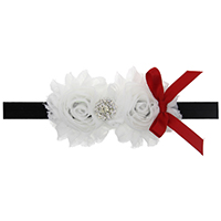 Chiffon Headband, with nylon elastic cord & Satin Ribbon & Tibetan Style, Flower, platinum color plated, elastic & for children & Christmas jewelry & with rhinestone, 115x65mm, Sold Per Approx 15 Inch Strand