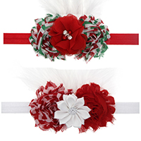 Chiffon Headband, with nylon elastic cord & Feather & Satin Ribbon & Plastic Pearl & Tibetan Style, Flower, platinum color plated, elastic & for children & Christmas jewelry & different styles for choice & with rhinestone, 115x65mm, Sold Per Approx 15 Inch Strand