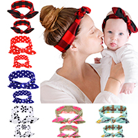 Cotton Parent-child Headband Set with Iron Bowknot 65mm 50mm Length Approx 33.5 Inch Approx 26.4 Inch Sold By Set