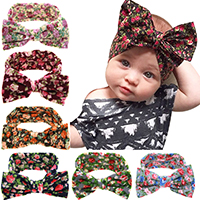 Cotton Headband, with Iron, Bowknot, for children & with flower pattern, more colors for choice, 190x80mm, Sold Per Approx 26.4 Inch Strand