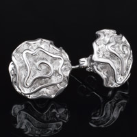 Brass Stud Earring, Flower, real silver plated, lead & cadmium free, 13mm, Sold By Pair