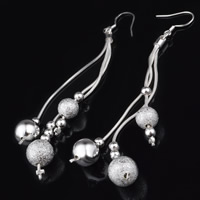 Brass Drop Earring real silver plated frosted lead & cadmium free Sold By Pair