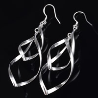 Brass Drop Earring, real silver plated, lead & cadmium free, 20mm, Sold By Pair