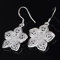 Brass Drop Earring Flower real silver plated lead & cadmium free Sold By Pair
