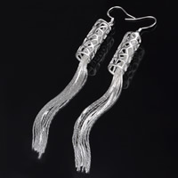 Fashion Fringe Earrings, Brass, real silver plated, lead & cadmium free, 8x100mm, Sold By Pair