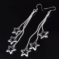 Brass Drop Earring Star real silver plated lead & cadmium free Sold By Pair