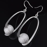 Brass Drop Earring real silver plated frosted lead & cadmium free Sold By Pair