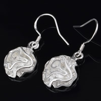 Brass Drop Earring, Flower, real silver plated, lead & cadmium free, 13x13mm, Sold By Pair