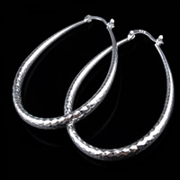 Brass Hoop Earring, real silver plated, lead & cadmium free, 54x40mm, Sold By Pair