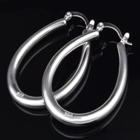 Brass Hoop Earring, real silver plated, lead & cadmium free, 28x39mm, 10Pairs/Bag, Sold By Bag