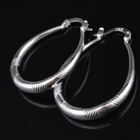 Brass Hoop Earring, real silver plated, flower cut, lead & cadmium free, 30x38mm, 10Pairs/Bag, Sold By Bag
