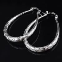 Brass Hoop Earring, real silver plated, lead & cadmium free, 30x38mm, Sold By Pair