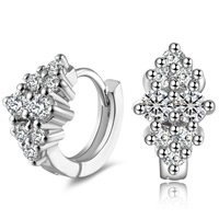 Cubic Zirconia Micro Pave Brass Earring real silver plated micro pave cubic zirconia lead & cadmium free Sold By Pair