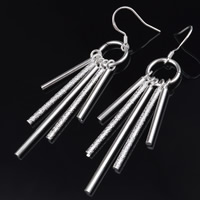 Brass Drop Earring, real silver plated, lead & cadmium free, 12x54mm, Sold By Pair