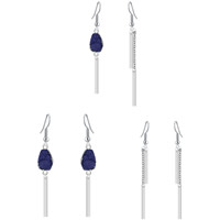 Zinc Alloy Drop Earrings with Resin iron earring hook Rectangle platinum color plated imitation druzy quartz lead & cadmium free 80mm 90mm Sold By Bag