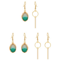 Zinc Alloy Drop Earrings with Resin iron earring hook gold color plated imitation gemstone lead & cadmium free 48mm 70mm Sold By Bag