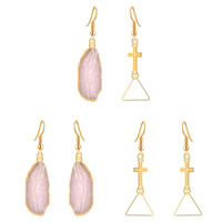 Zinc Alloy Drop Earrings with Resin iron earring hook gold color plated imitation gemstone lead & cadmium free 33mm 57mm Sold By Bag