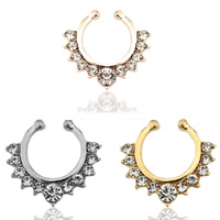 Tibetan Style Nose Piercing Jewelry, plated, with rhinestone, more colors for choice, lead & cadmium free, 20mm, Sold By PC