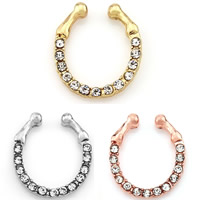 Tibetan Style Nose Piercing Jewelry, plated, with rhinestone, more colors for choice, lead & cadmium free, 20mm, 12PCs/Bag, Sold By Bag