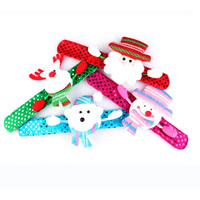 Velveteen Christmas Slap Bracelet with Plush & Plastic Sequin & Iron for children & Christmas jewelry & LED 32mm Length Approx 8.6 Inch Sold By Bag