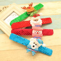 Velveteen Christmas Slap Bracelet, with Plush & Plastic Sequin & Iron, for children & Christmas jewelry & different styles for choice, Length:Approx 8.6 Inch, 10PCs/Bag, Sold By Bag