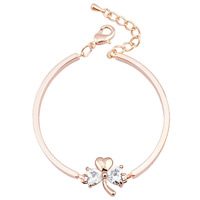 Cubic Zirconia Bracelet Zinc Alloy with 5cm extender chain Three Leaf Clover real rose gold plated with cubic zirconia lead & cadmium free 53mm Sold Per Approx 6.5 Inch Strand