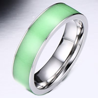 Enamel Mood Finger Ring, aço inoxidável, with silicone, tamanho diferente para a escolha & para mulher & luminosa, 4mm, vendido por PC