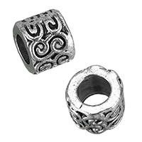 Tibetan Style European Beads, Column, antique silver color plated, without troll, nickel, lead & cadmium free, 7x8.50x8.50mm, Hole:Approx 5mm, 100PCs/Lot, Sold By Lot