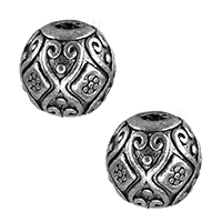 3 Holes Guru Beads, Tibetan Style, Drum, antique silver color plated, nickel, lead & cadmium free, 10.50x11x11mm, Hole:Approx 3mm, 3mm, 100PCs/Lot, Sold By Lot