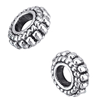 Zinc Alloy Large Hole Bead Flower antique silver color plated nickel lead & cadmium free Approx 3mm Sold By Lot