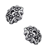 Tibetan Style Bead Cap, Flower, antique silver color plated, nickel, lead & cadmium free, 7.50x7.50x2mm, Hole:Approx 1mm, 1000PCs/Lot, Sold By Lot