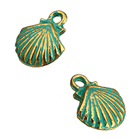 Zinc Alloy Pendants Shell gold color plated enamel turquoise blue nickel lead & cadmium free Approx 2mm Sold By Lot