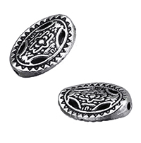 Tibetan Style Jewelry Beads, Flat Oval, antique silver color plated, nickel, lead & cadmium free, 10x13.50x3mm, Hole:Approx 1mm, 200PCs/Lot, Sold By Lot