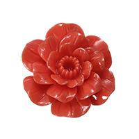 Synthetic Coral Beads, Flower, carved & layered, red, 35x34.50x15mm, Hole:Approx 3mm, 10PCs/Bag, Sold By Bag