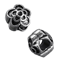 Tibetan Style European Beads, Flower, antique silver color plated, without troll, nickel, lead & cadmium free, 12x11x11mm, Hole:Approx 4.5x5mm, Inner Diameter:Approx 1.5mm, 100PCs/Lot, Sold By Lot