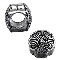 Tibetan Style European Beads, Flower, antique silver color plated, without troll, nickel, lead & cadmium free, 10x10x9mm, Hole:Approx 5mm, 100PCs/Lot, Sold By Lot