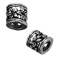 Tibetan Style Large Hole Bead, Column, antique silver color plated, hollow, nickel, lead & cadmium free, 6x6x6mm, Hole:Approx 3.5mm, 1000PCs/Lot, Sold By Lot