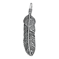Zinc Alloy Feather Pendants antique silver color plated nickel lead & cadmium free Approx 1.5mm Sold By Lot