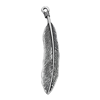 Tibetan Style Feather Pendants, antique silver color plated, nickel, lead & cadmium free, 7.50x46x2.50mm, Hole:Approx 1.5mm, 200PCs/Lot, Sold By Lot