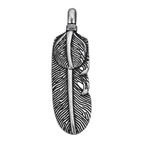 Tibetan Style Feather Pendants, antique silver color plated, nickel, lead & cadmium free, 15x53x6mm, Hole:Approx 3x6mm, 100PCs/Lot, Sold By Lot