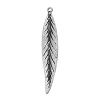 Tibetan Style Feather Pendants, antique silver color plated, nickel, lead & cadmium free, 11x62x2mm, Hole:Approx 1.5mm, 100PCs/Lot, Sold By Lot