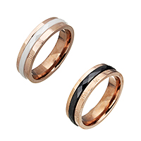 Stainless Steel Finger Ring, with Resin, rose gold color plated, with roman number & for woman & faceted, more colors for choice, 6mm, US Ring Size:8.5, 10PCs/Lot, Sold By Lot