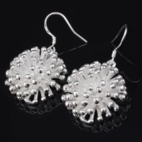 Brass Drop Earring Flower real silver plated lead & cadmium free Sold By Pair