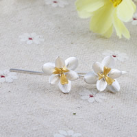 Brass Drop Earring Flower plated nickel lead & cadmium free 12mm Sold By Pair